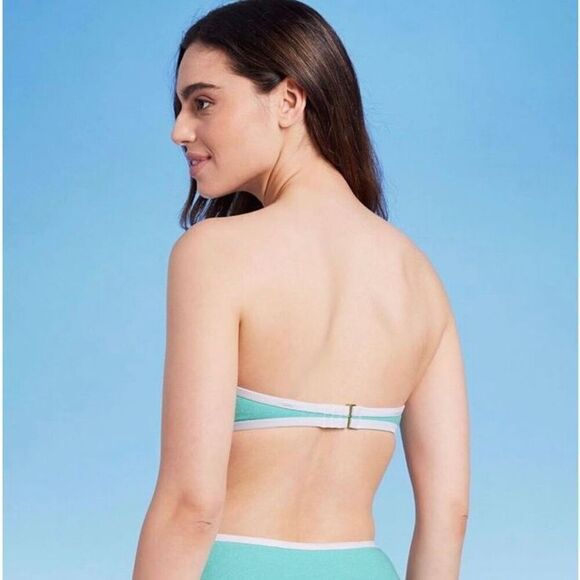 KONA SOL - NWT - L Sz 1X (16W - 18W) Terry-Textured Bandeau Bikini Top w/Binding - Picture 7 of 13